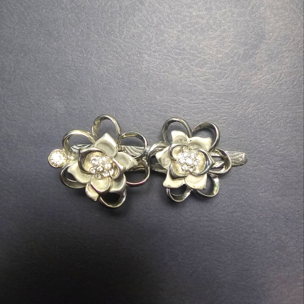 Bejeweled Large Flowers Hair Clip Barrette